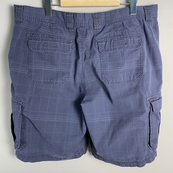 Koppen Men's Bluish-gray Check Chino Cargo Shorts Size 38 - Picture 4 of 12